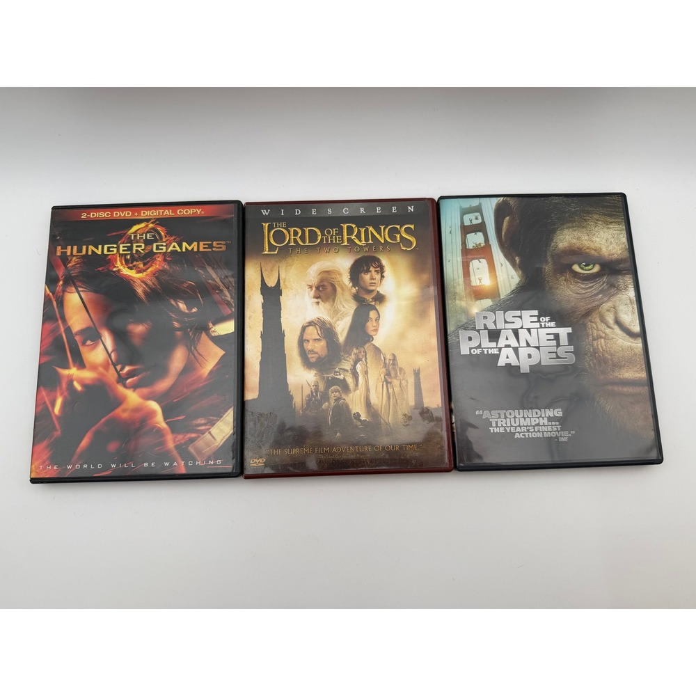 DVD Movie Lot Hunger Games Lord of the Rings Two Towers Rise Planet of the Apes